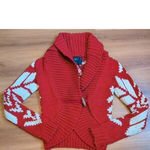 Vintage American Eagle Sweater Womens Small Red Chunky Knit Bolero Toggle Y2K